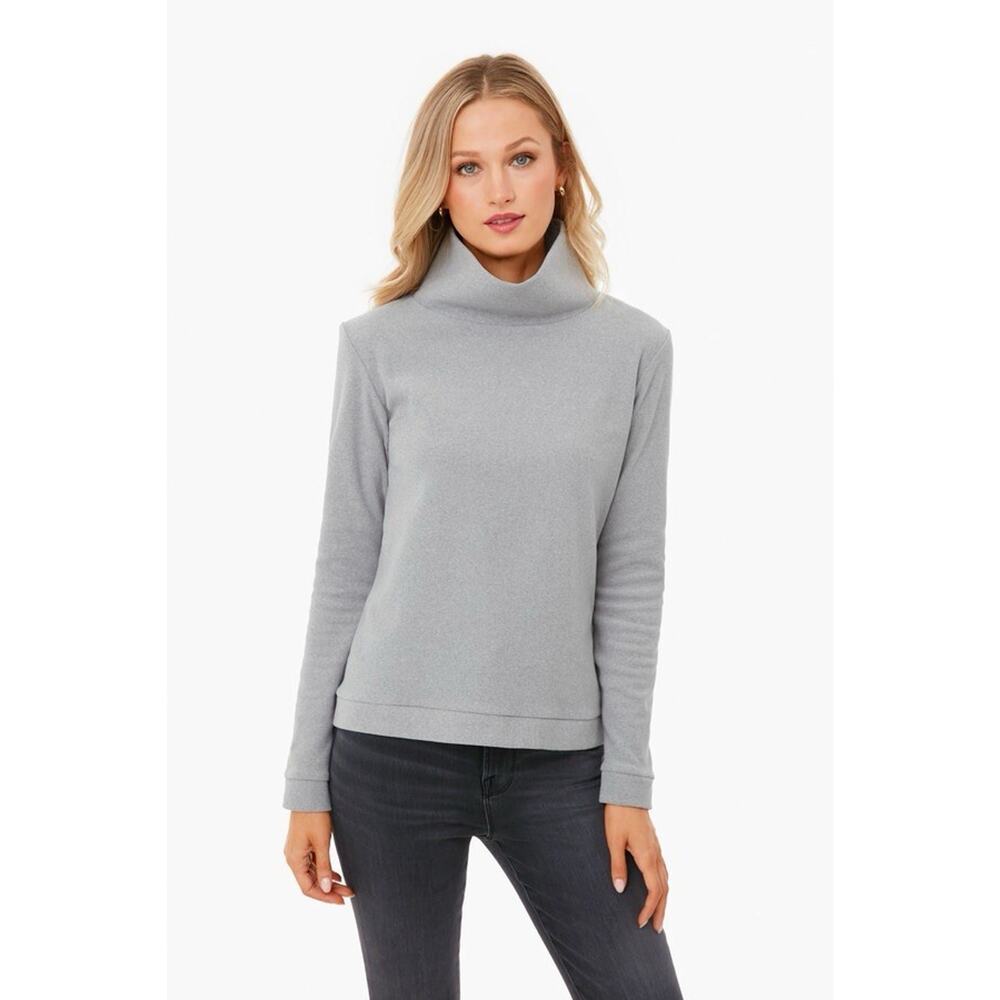 Dudley Stephens Heather Gray Park Slope Sweatshirt Mockneck L